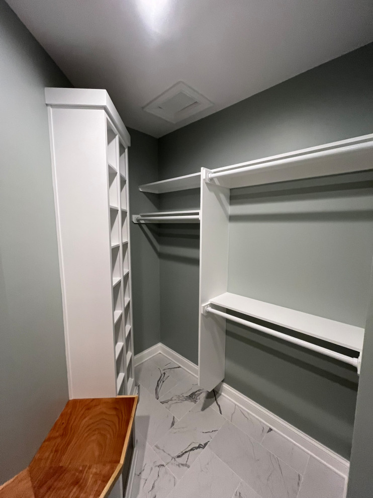 Modern Bathroom with Dual Vanities and Walk-In Shower
