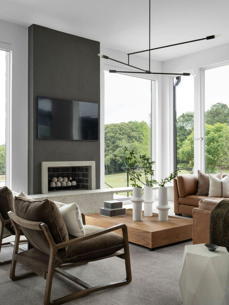 Example of a trendy family room design in Atlanta