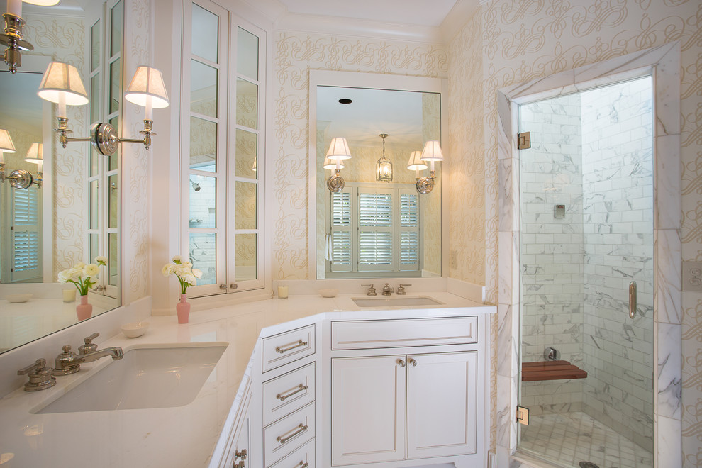 Inspiration for a traditional bathroom in Atlanta with an undermount sink.