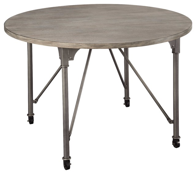Dining Table In Gray Oak And Sandy Ash Wood Veneer Mdf Steel