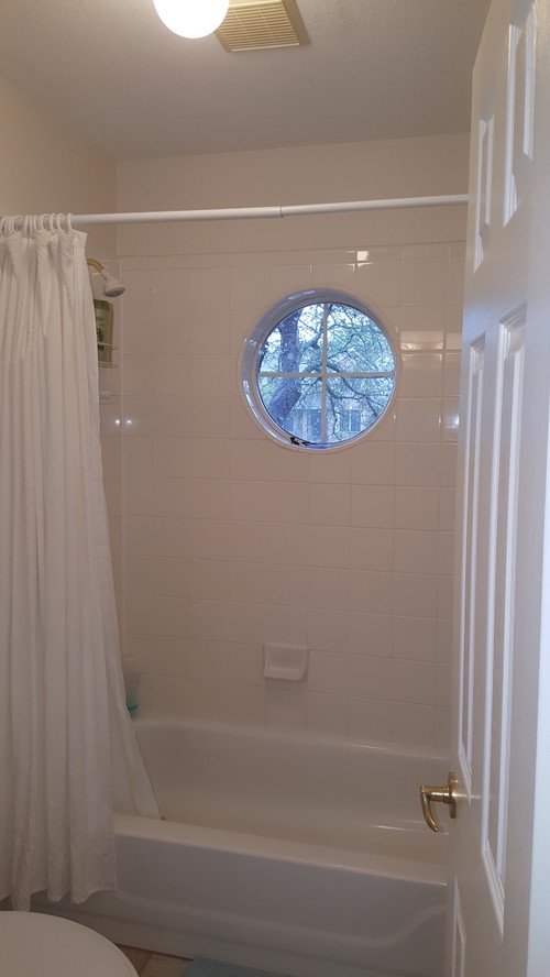 Round Window in Shower How to add privacy