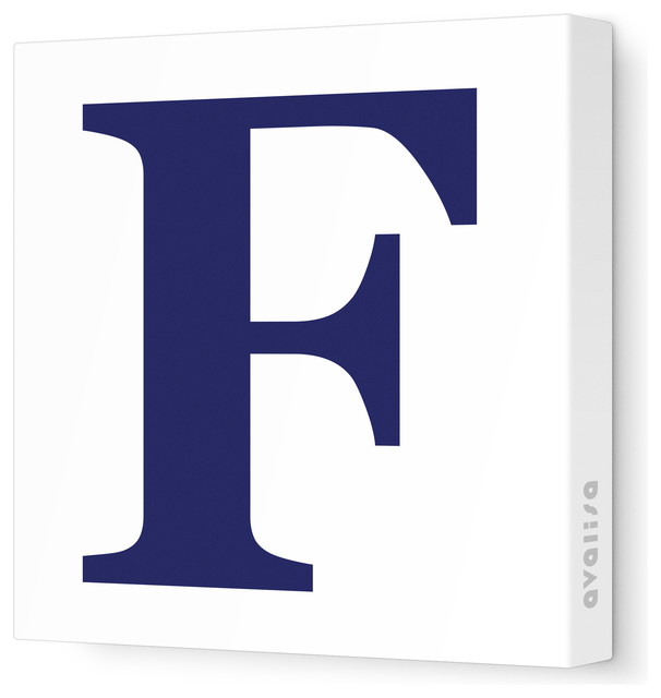Letter - Upper Case 'F' Stretched Wall Art, 18" x 18", Navy