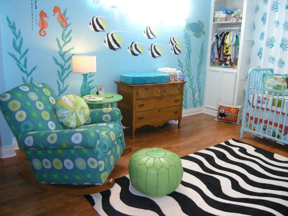 Example of an island style nursery design in Houston