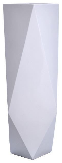 Roa Floor Vase Gloss White Finish on Resin, Large