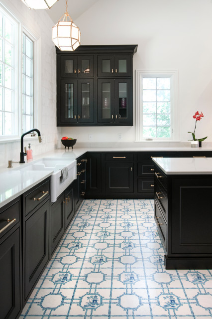 A splash of color transitional-kitchen