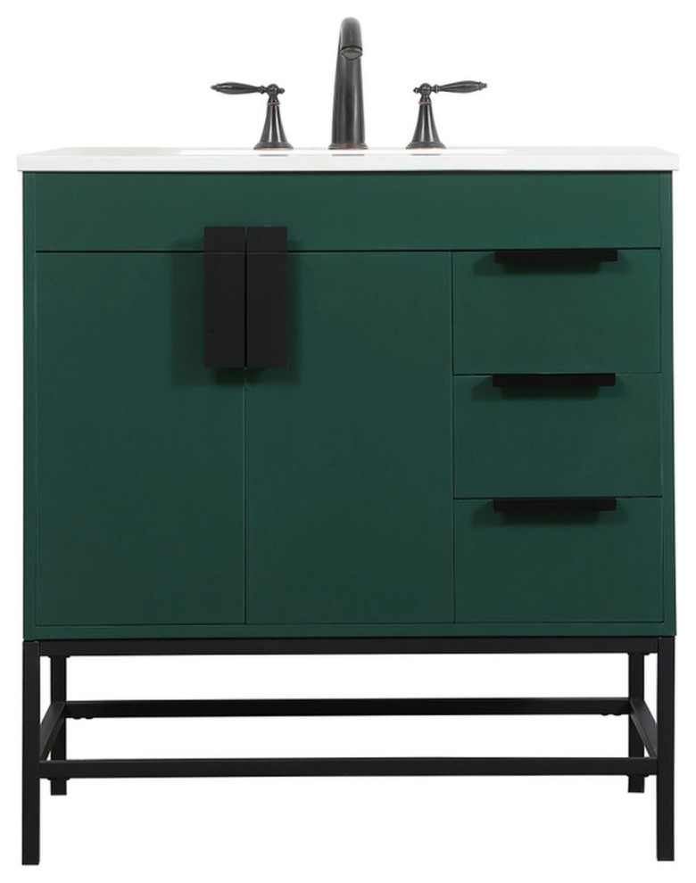32" Single Bathroom Vanity, Green, Vf48832Mgn Contemporary Bathroom