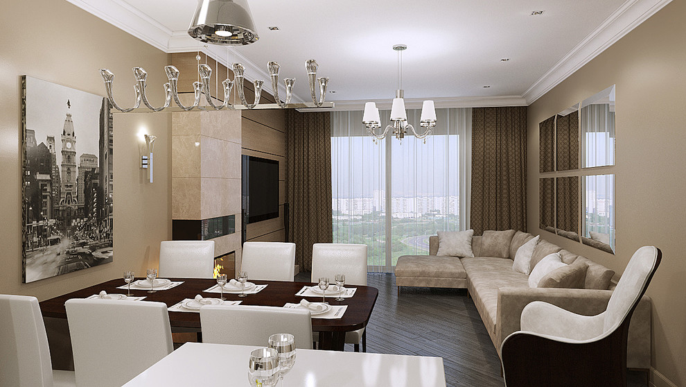 Квартира в современном стиле с камином