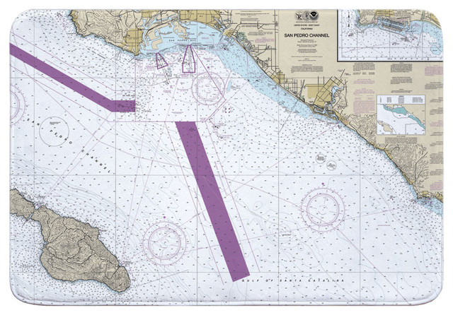 CA: San Pedro Channel, CA Nautical Chart Memory Foam Bath Mat