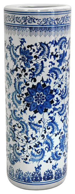 blue and white porcelain umbrella stand