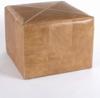 Jamie Young Large Buff Leather Ottoman
