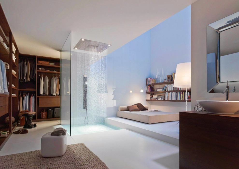 Cette photo montre une salle de bain moderne de taille moyenne.