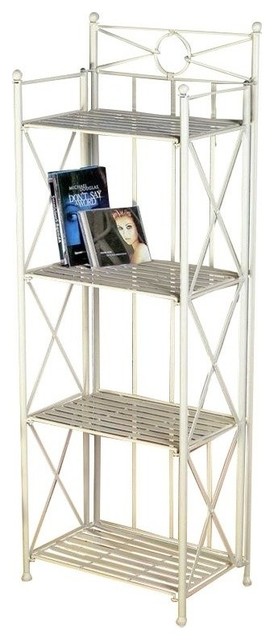 Pemberly Row 16 4 Tier Iron Bakers Rack In White Traditional