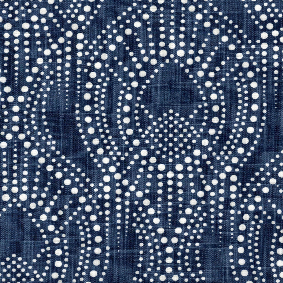 Pinch Pleated Curtain Panels Pair Alyssa Regal Navy Dotted Print Cotton Linen