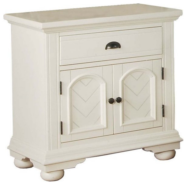Classic Nightstand, Bun Feet & Single Door With Grooved Pattern