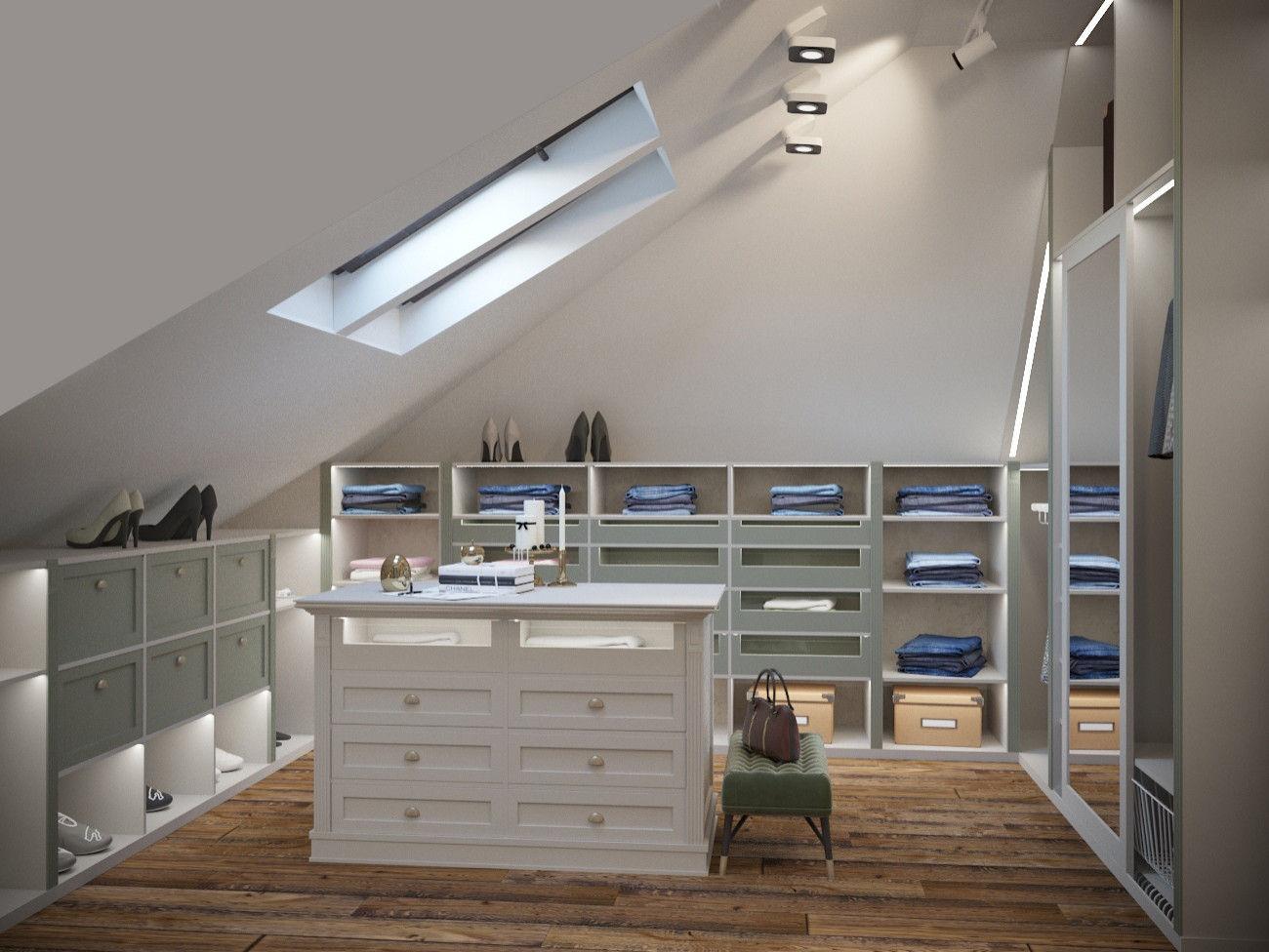 Интерьер мансардного этажа в стиле лофт