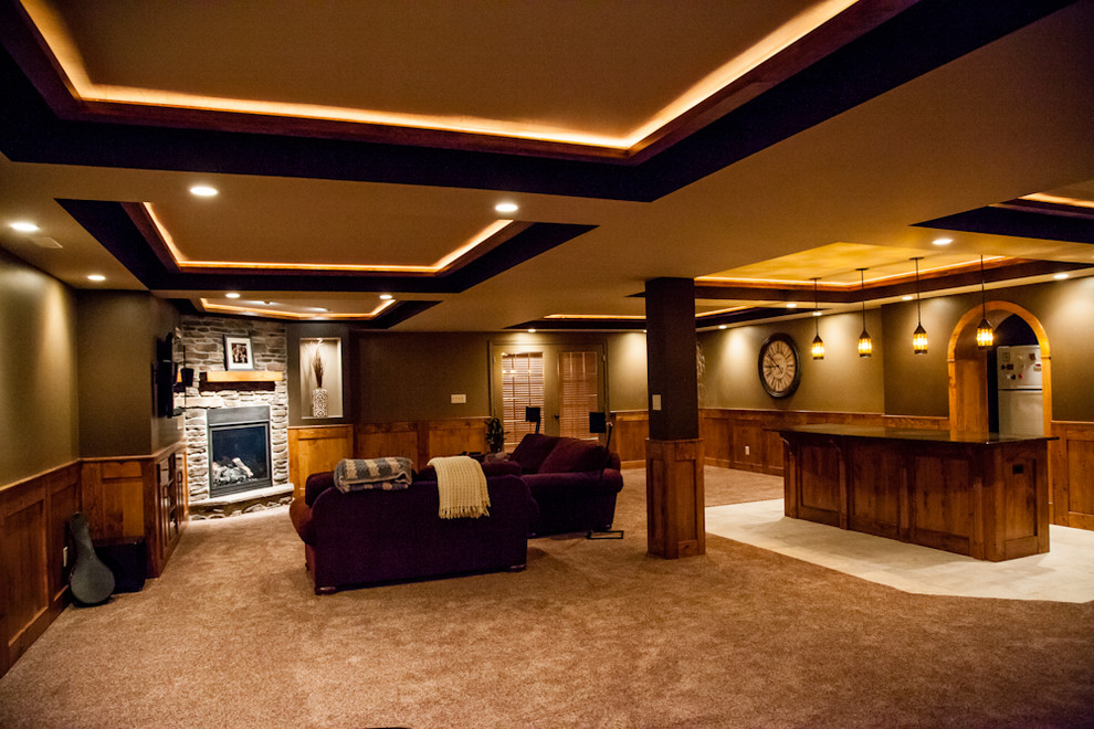 Basement - rustic basement idea in Toronto
