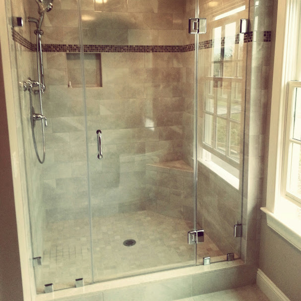 3panel Frameless Shower Door Traditional Bathroom Boston by