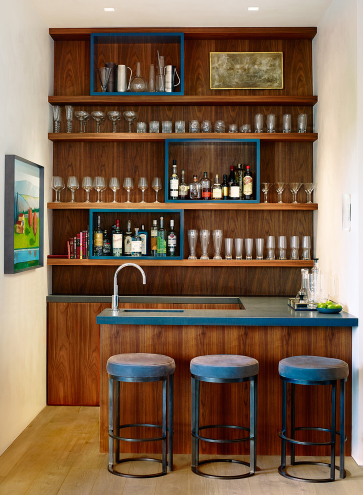 Design ideas for a contemporary home bar in San Francisco.