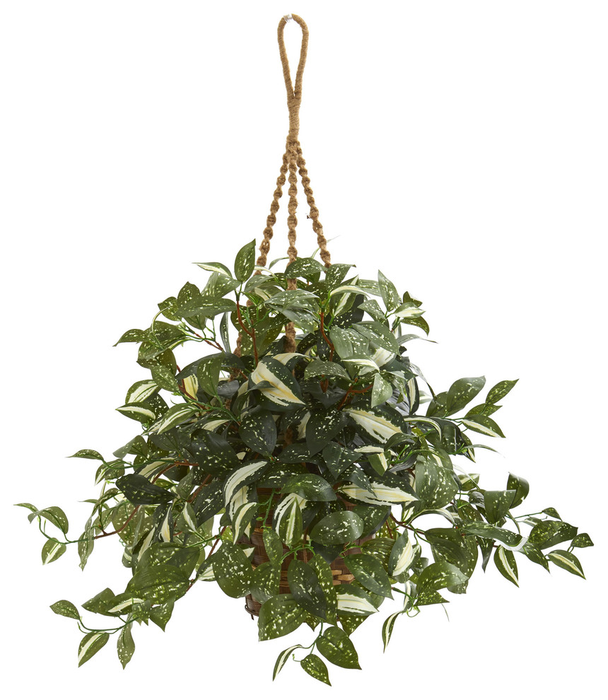 26" Florida Beauty Artificial Plant in Hanging Basket Tropical Artificial Plants And Trees