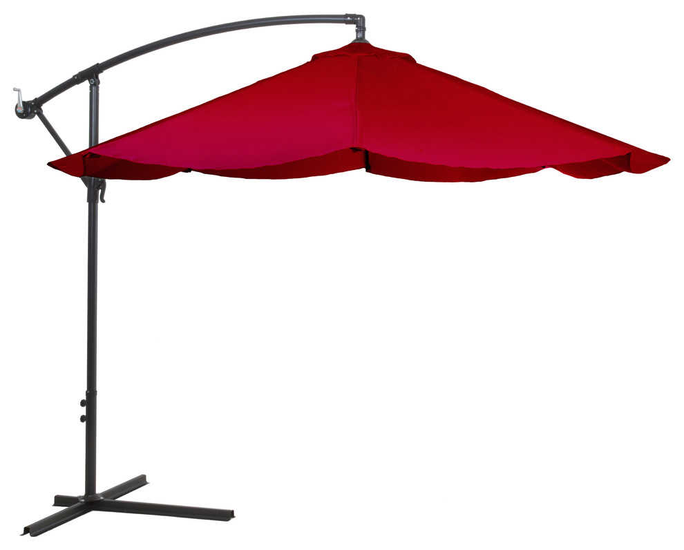 Pure Garden Offset 10' Aluminum Hanging Patio Umbrella - Red