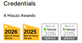 Nearing two decades of Eric Cantu Remodeling, for our 10 years on Houzz we have won Best of Service four Times.