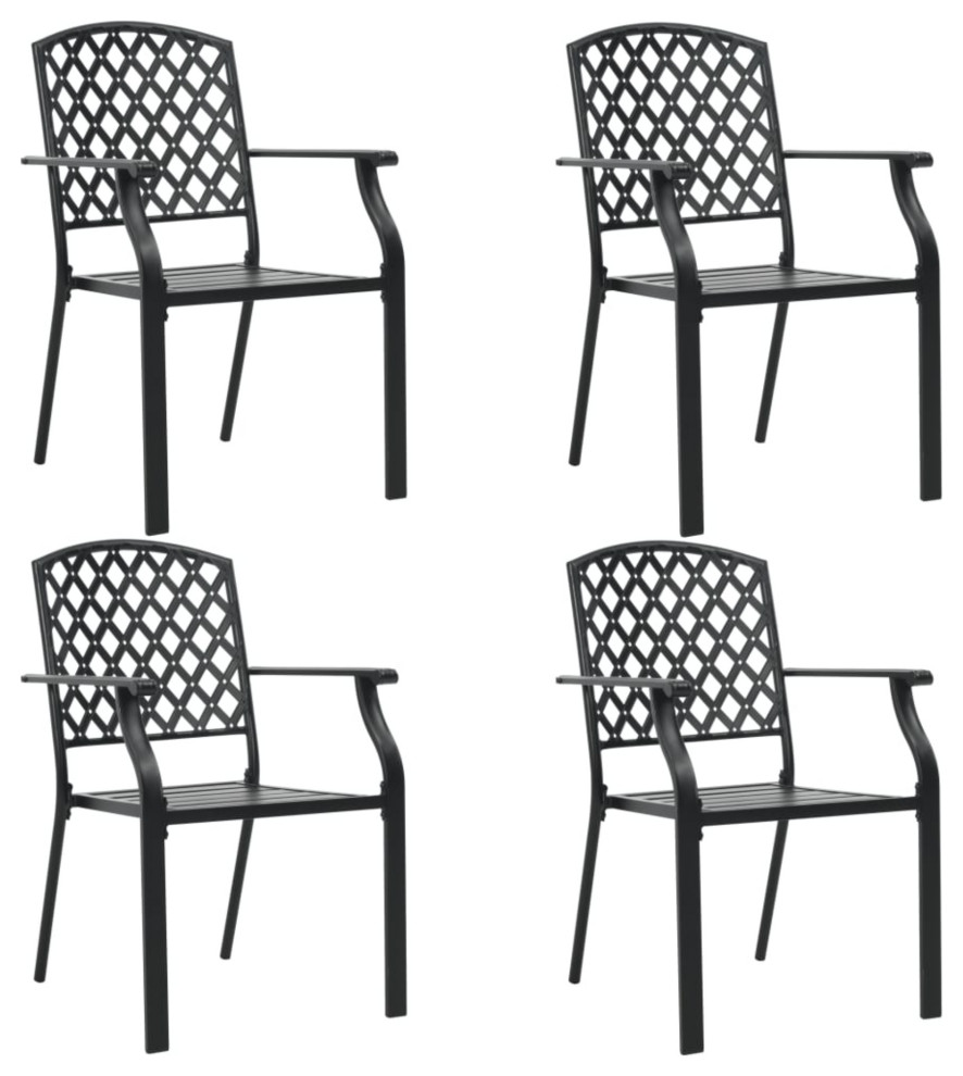 Vidaxl Outdoor Chairs, Set of 4, Mesh Design Steel Black Transitional
