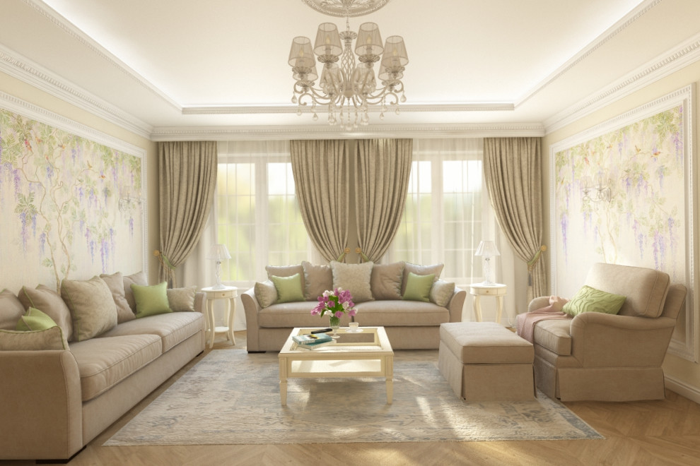 Гостиная в индивидуальном жилом доме пос. Нивенское