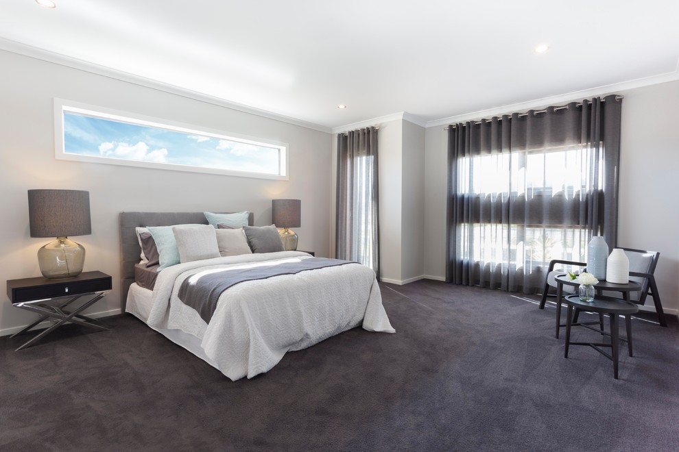 Photo of a transitional bedroom in Melbourne.