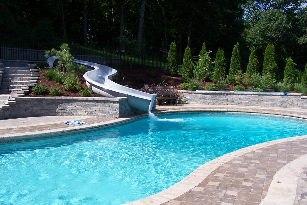 Water slide - backyard brick water slide idea