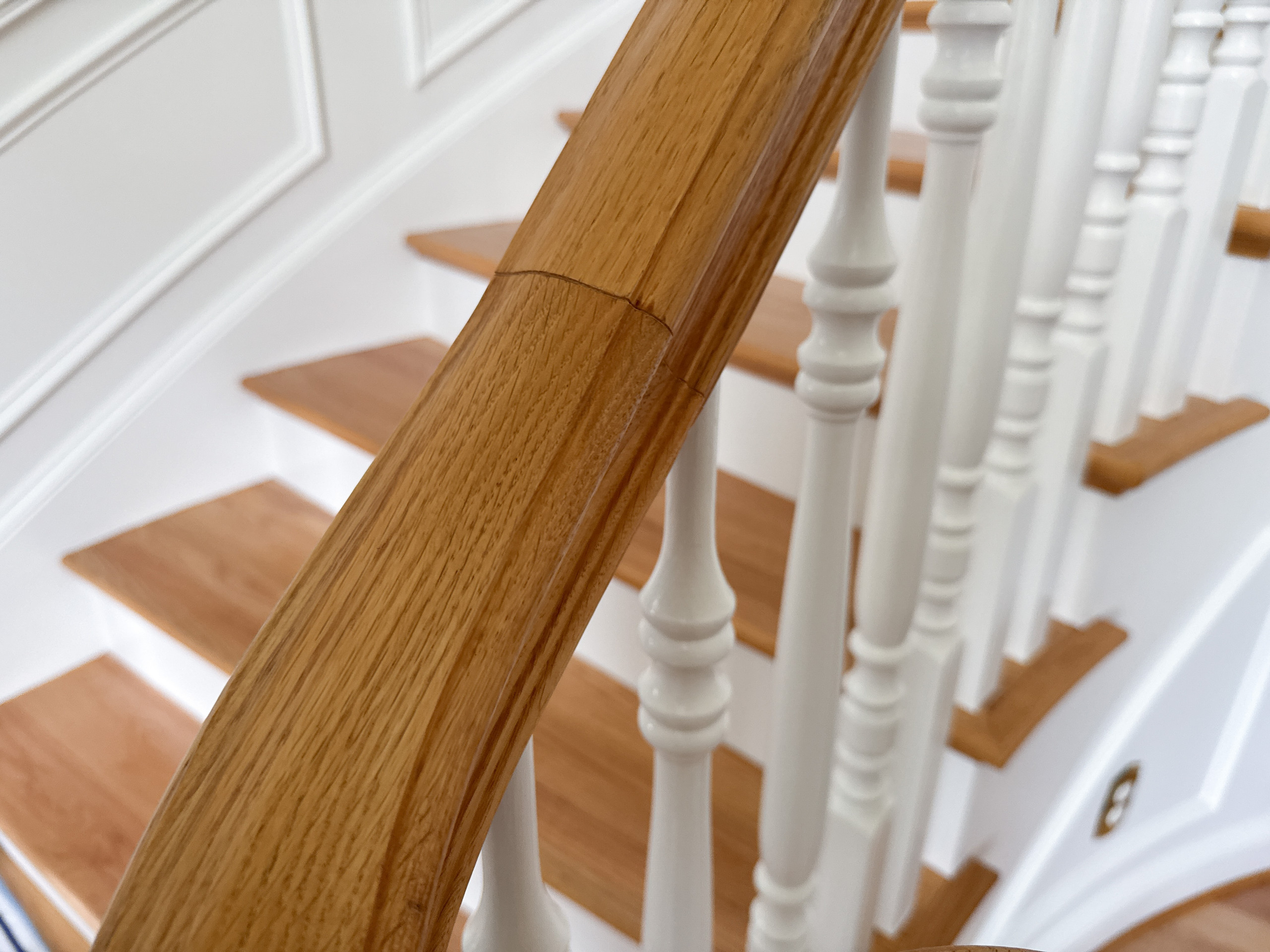 Project #161 | Curved Red Oak Foyer Staircase, 26 Years Later