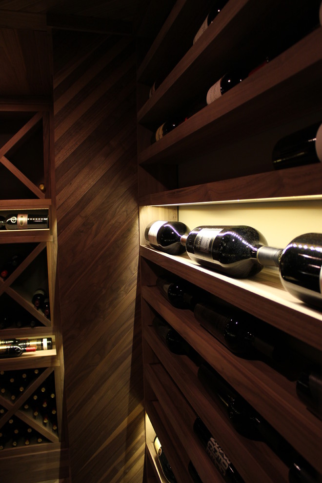 Unstained Black Walnut Custom Wine Cellar Contemporary Wine Cellar