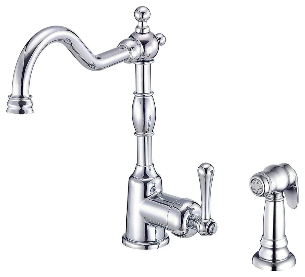 Kitchen Faucet, Brass Body With Swivel Spout & Side Sprayer