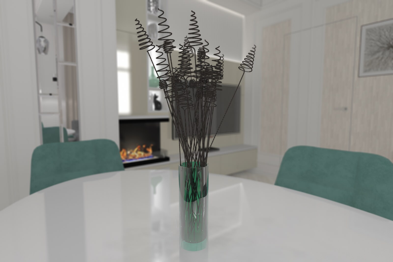 Визуализация части квартиры. Кухня гостиная 18 м2.