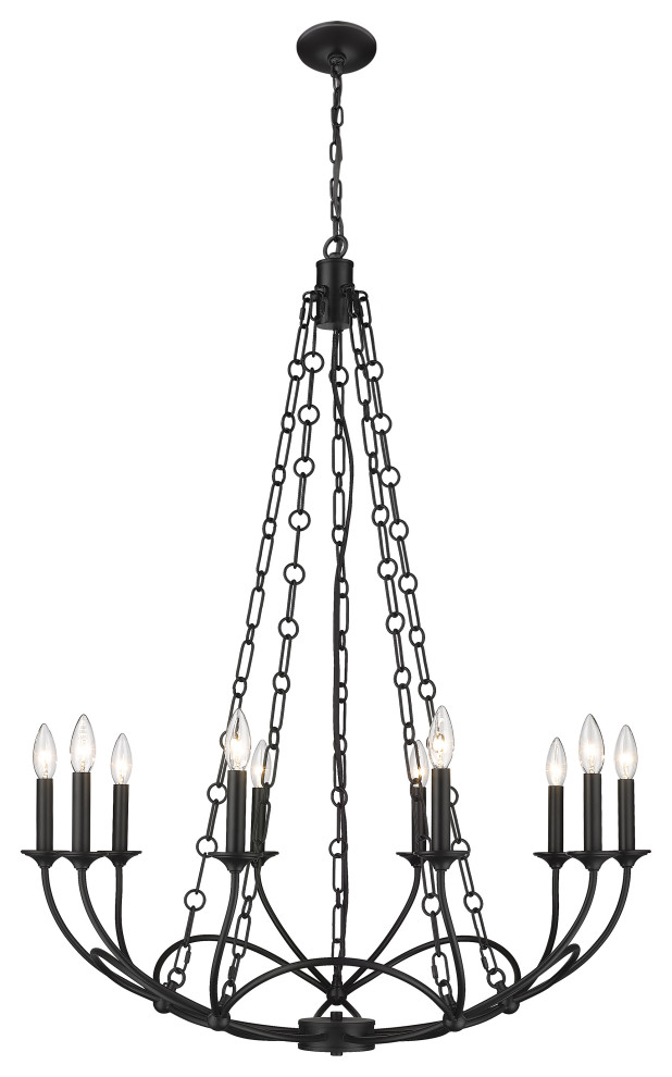 Arabella 10 Light Chandelier Lighting, Matte Black Transitional