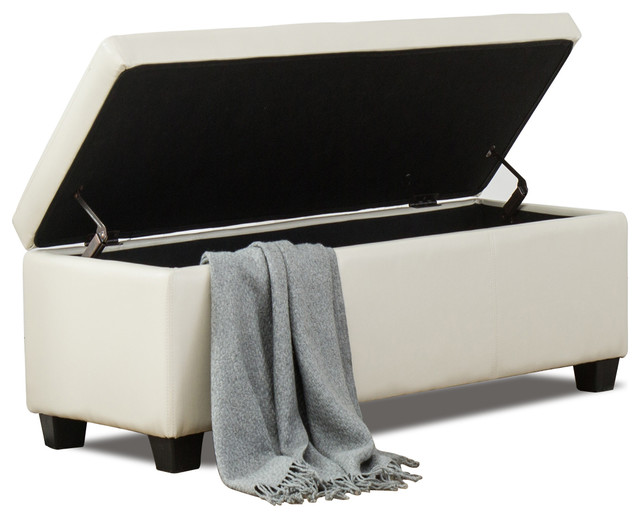 48" Elegant Leather Rectangular Storage Ottoman Contemporary