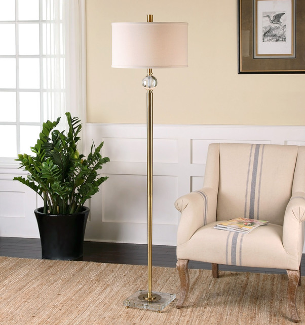 Overtollig Regan Betrokken Elegant Slim Brass Crystal Floor Lamp - Contemporary - Floor Lamps - by My  Swanky Home | Houzz