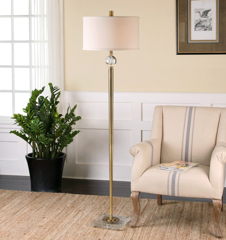 Elegant Slim Brass Crystal Floor Lamp - Contemporary - Floor Lamps - by