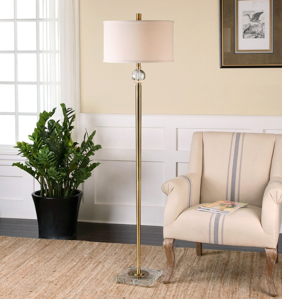 eend sessie rekenkundig Elegant Slim Brass Crystal Floor Lamp - Contemporary - Floor Lamps - by My  Swanky Home | Houzz