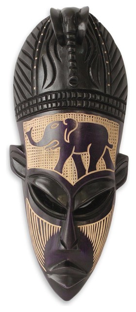 NOVICA Hand Carved Ghanaian Wood Wall Mask African Ghost