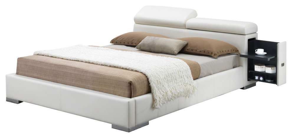 Manjot Bed With Built-In Nightstand, Queen