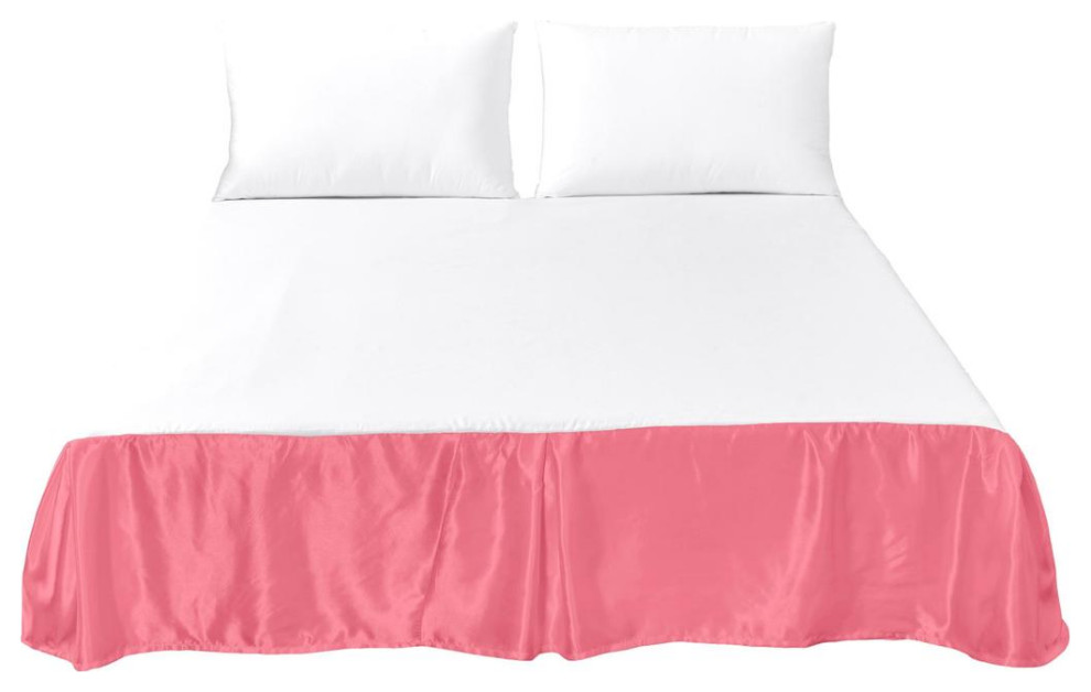 Tache Satin Silky Lustrous Victorian Platform Tailored Pink Bed Skirt