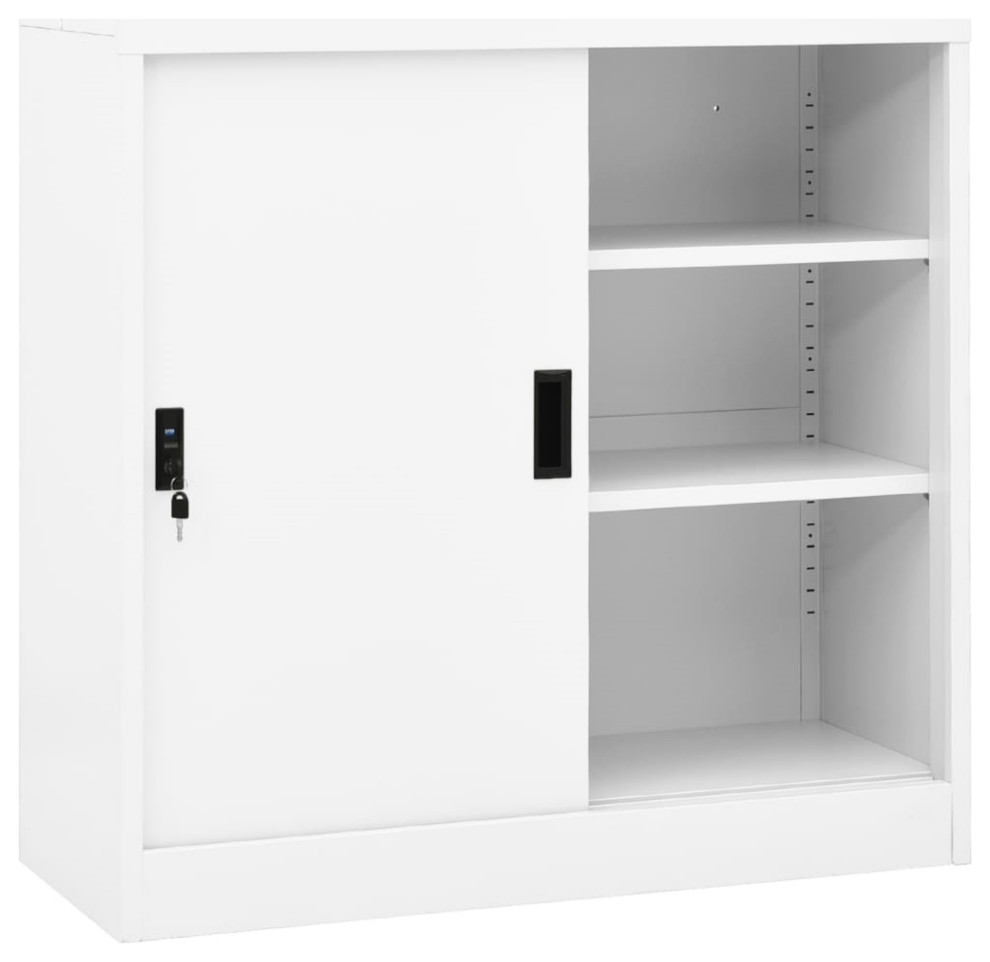 vidaXL Office with Sliding Door White 35.4"x15.7"x35.4" Steel