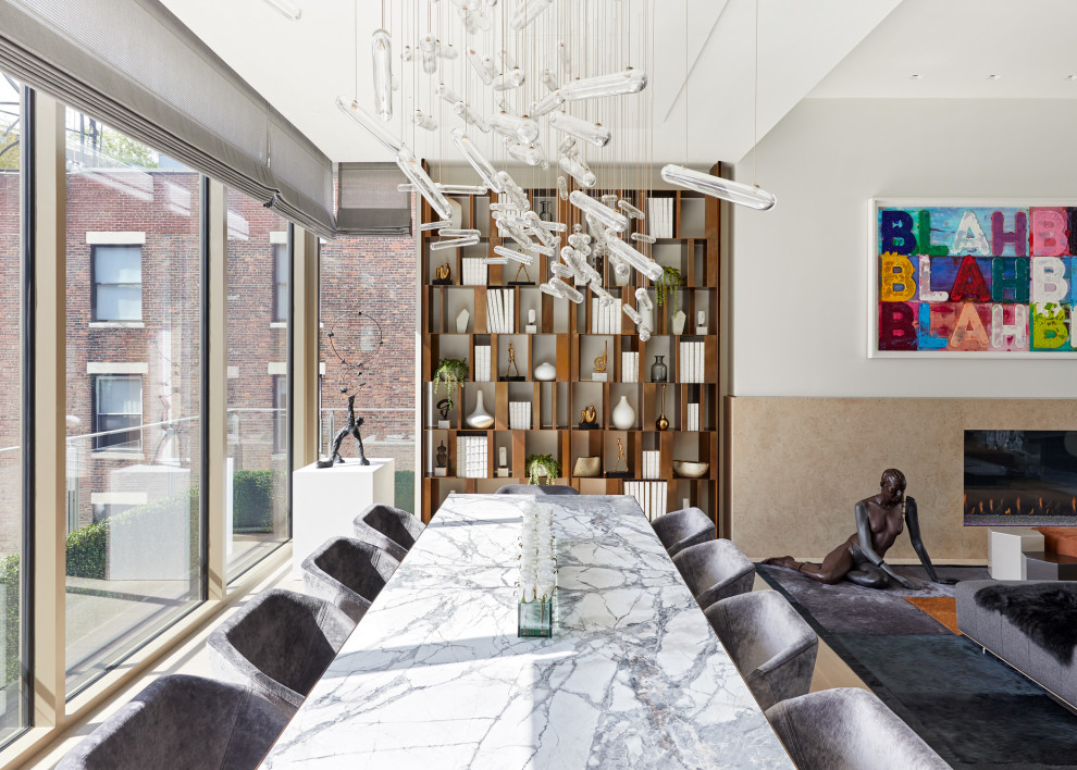 This is an example of a contemporary dining room in New York.