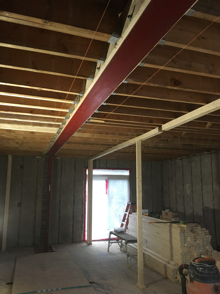 Interior work steel beams and structural