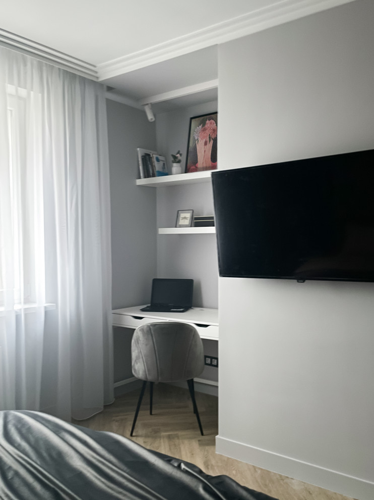 Реализация спальни в проекте трехкомнатной квартиры г. Люберцы ул. Юности