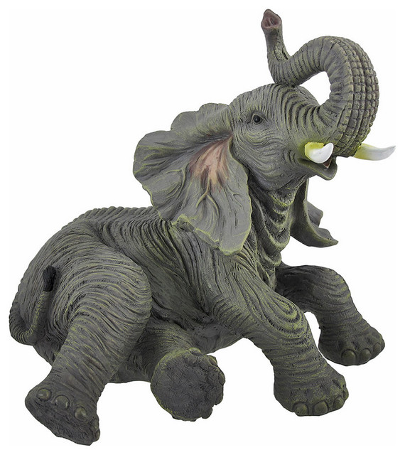 Detailed Lounging Baby Elephant Indoor/Outdoor Statue