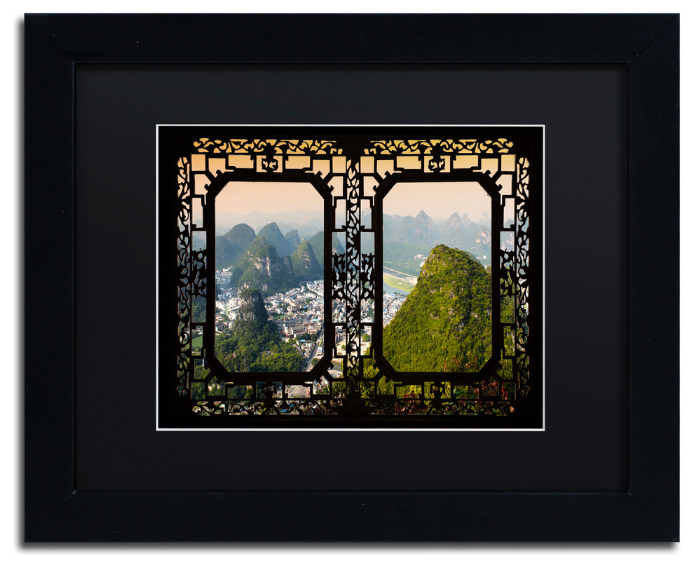 Philippe Hugonnard 'Yangshuo View' Art, Black Frame, Black Matte, 14"x11"