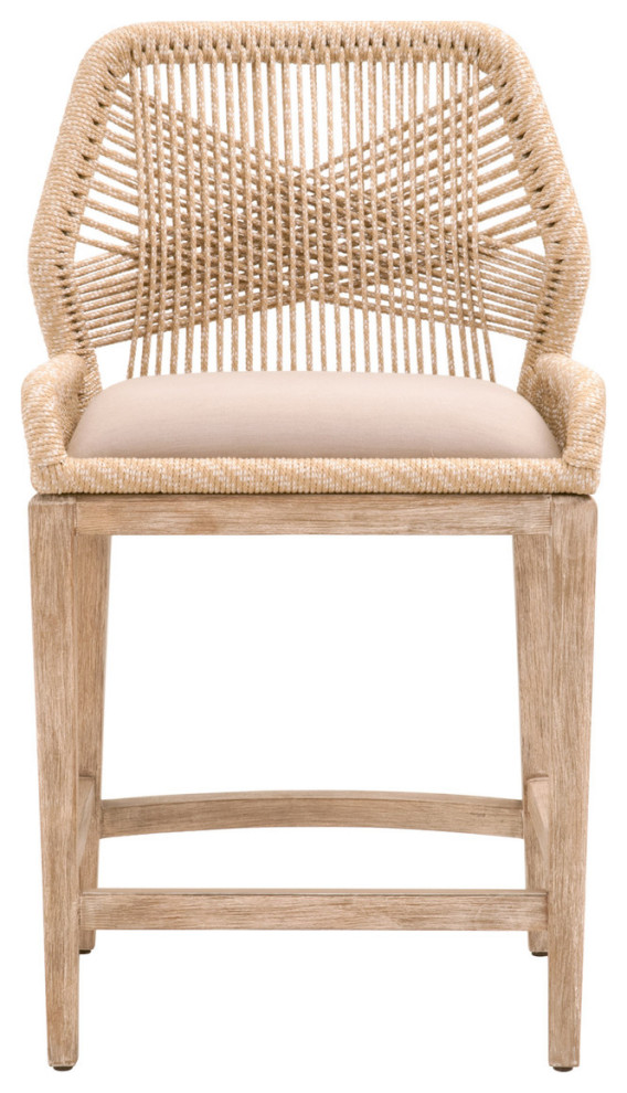 Essentials For Living Woven Loom Counter Stool in Sand, Light Gray