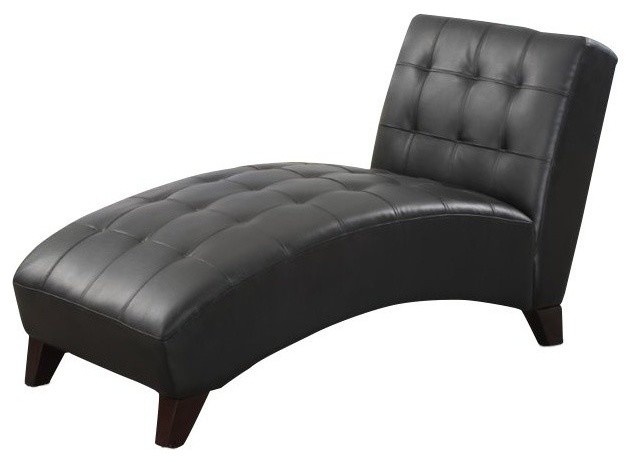 Bowery Hill Faux Leather Chaise Lounge In Black Transitional Indoor Chaise Lounge Chairs By Homesquare