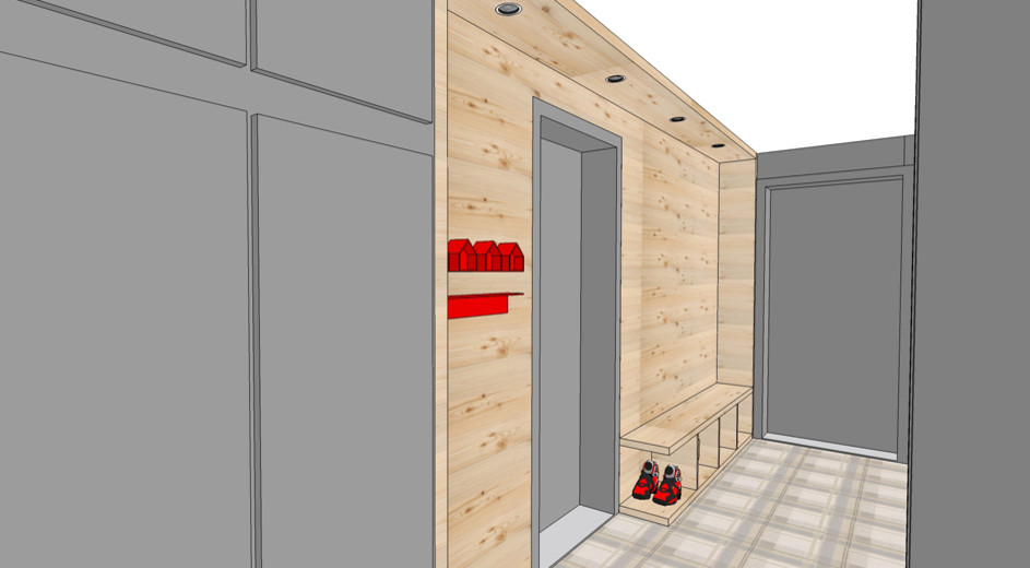 Appartment in der Schweiz - Entwurf Skischuhablage